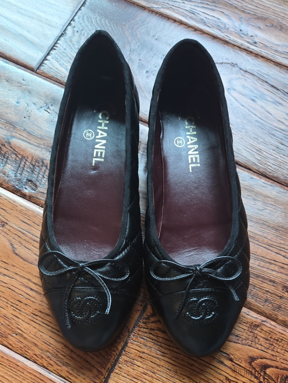 Chanel Black Quilted Leather Ballet Flats - Picture 3 of 9